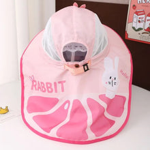 Load image into Gallery viewer, Babymoon Neck Flap Baby Boys Girls Kids Cartoon Summer Cap with Whistle and Adjustable Chin Strap Sun Beach Hat | Pink | 2-8 Year