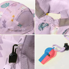 Load image into Gallery viewer, Babymoon Neck Flap Baby Boys Girls Kids Cartoon Summer Cap with Whistle and Adjustable Chin Strap Sun Beach Hat | Rabbit Purple | 4-8 Year