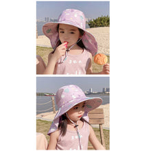 Load image into Gallery viewer, Babymoon Neck Flap Baby Boys Girls Kids Cartoon Summer Cap with Whistle and Adjustable Chin Strap Sun Beach Hat | Rabbit Purple | 4-8 Year