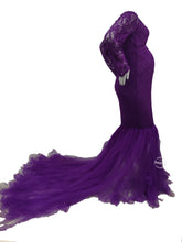 Load image into Gallery viewer, Babymoon Off Shoulder Maternity Gown Dress - Purple