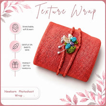 Load image into Gallery viewer, Babymoon Textured Stretchable Baby Photography Shoot Wrap Cloth With Hairband - Dark Peach