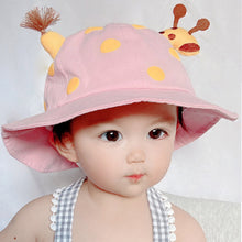 Load image into Gallery viewer, Babymoon Giraffe Baby Boys Girls Kids Summer Cap with Head String Doted Beach Hat | Pink | 2-6 Year