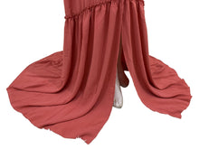 Load image into Gallery viewer, Babymoon Puff Sleeve Front Slit Maternity Gown Dress | Pink Carnation