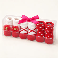 Load image into Gallery viewer, Babymoon Set of 3 | Non-Skid, Anti Slip Baby Socks Gift Box | Safety Protector | 0-9M | Red