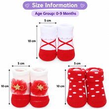 Load image into Gallery viewer, Babymoon Set of 3 | Non-Skid, Anti Slip Baby Socks Gift Box | Safety Protector | 0-9M | Red