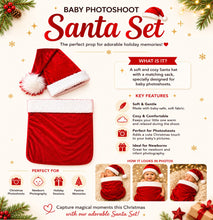Load image into Gallery viewer, Babymoon Set of 2 | Baby Christmas Pocket with Santa Clause Hat | Baby Photoshoot Props | Christmas Props | Red | 0-1 Month