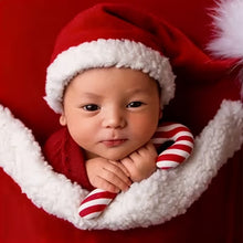 Load image into Gallery viewer, Babymoon Set of 2 | Baby Christmas Pocket with Santa Clause Hat | Baby Photoshoot Props | Christmas Props | Red | 0-1 Month