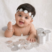 Load image into Gallery viewer, Babymoon 100pcs Silver Pirate Treasure Coins (3.2cm) for Baby Photoshoot Props, Kids | Decorative Add-ons