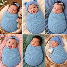 Load image into Gallery viewer, Babymoon Mohair Stretchble Baby Photography Shoot Wrap Cloth - Sky Blue