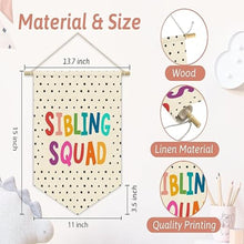 Load image into Gallery viewer, Babymoon Kids Nursery Décor Canvas Banner | Playroom, Bedroom, Wall Art Decoration | Wall Hanging | Flag Banner | Baby Photoshoot Props | Sibling Squad
