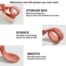 Load image into Gallery viewer, Babymoon Learn to Eat Baby Self Feeding Set | Silicone Spoon and Fork along with Storage Box | Pink