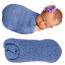 Load image into Gallery viewer, Babymoon Mohair Stretchble Baby Photography Shoot Wrap Cloth - Sky Blue