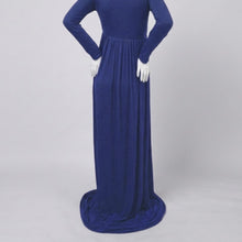 Load image into Gallery viewer, Babymoon Off Shoulder Maternity Gown Dress - Blue