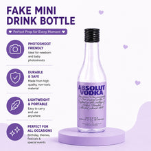 Load image into Gallery viewer, Babymoon Miniature Artificial Vodka Bottle Model (9.5cm), Mini Empty Glass Art Bottle Showpiece | Fake Bottle Cake Topper Decoration | Food, Studio & Baby Photoshoot | Decorative Add-ons