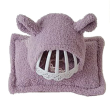 Load image into Gallery viewer, Babymoon (Set Of 4) Velvet Ready Romper, Toy, Pillow & Cap Baby Photoshoot Props-Purple