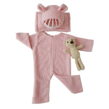 Load image into Gallery viewer, Babymoon (Set Of 4) Velvet Ready Romper, Toy, Pillow & Cap Baby Photoshoot Props-Pink