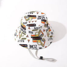 Load image into Gallery viewer, Babymoon Engineer Bucket Baby Boys Girls Kids Summer Cap with Head String Sun Beach Hat | White | 2-8