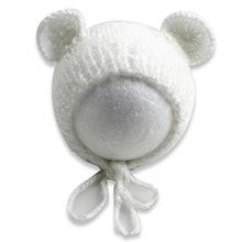 Load image into Gallery viewer, Babymoon Knitted Mohair Baby Hat Cap | Baby Photoshoot Props | 0-3 Months | White