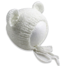 Load image into Gallery viewer, Babymoon Knitted Mohair Baby Hat Cap | Baby Photoshoot Props | 0-3 Months | White
