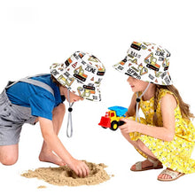 Load image into Gallery viewer, Babymoon Engineer Bucket Baby Boys Girls Kids Summer Cap with Head String Sun Beach Hat | White | 2-8