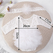 Load image into Gallery viewer, Babymoon Set of 2 | Fluffy Romper & Hairband | Baby Photoshoot Props Costumes | White | 0-1 Month