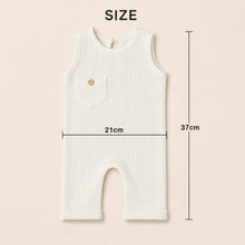 Load image into Gallery viewer, Babymoon Baby Boys Cotton Sleeveless Bodysuit with Wooden Button on Chest Pocket | Baby Photoshoot Props | 0-1 Month