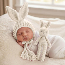 Load image into Gallery viewer, Babymoon Rabbit Toy with Cap New Born Baby Photography Shoot Props Costumes- White