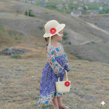 Load image into Gallery viewer, Babymoon Set of 2 | Baby Girls Summer Sunflower Straw Kids Sun Hat with Sling Purse Handbag | Beach Hat | 2-6 Years | White