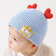 Load image into Gallery viewer, BabyMoon Unisex Winter Hat Designed with Hearts | Warm Baby Cap Headwear | Blue | 3-12 Month