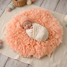 Load image into Gallery viewer, Babymoon 30CM | Round Wool Flokati Fur Blanket | Photoshoot Props | Orange