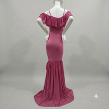 Load image into Gallery viewer, Babymoon Off Shoulder Maternity Gown Dress - Dark Pink