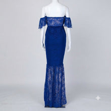 Load image into Gallery viewer, Babymoon Off Shoulder Maternity Gown Dress - Blue