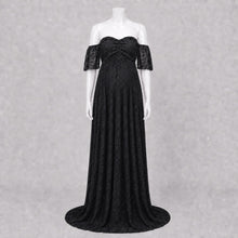 Load image into Gallery viewer, Babymoon Off Shoulder Maternity Gown Dress - Black