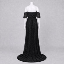 Load image into Gallery viewer, Babymoon Off Shoulder Maternity Gown Dress - Black