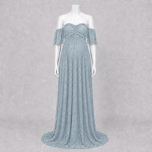 Load image into Gallery viewer, Babymoon Off Shoulder Maternity Gown Dress - Light Blue