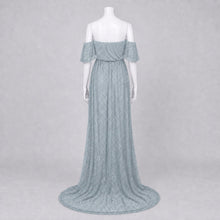 Load image into Gallery viewer, Babymoon Off Shoulder Maternity Gown Dress - Light Blue