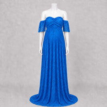 Load image into Gallery viewer, Babymoon Off Shoulder Maternity Gown Dress - Royal Blue