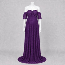 Load image into Gallery viewer, Babymoon Off Shoulder Maternity Gown Dress -Purple