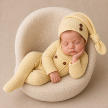 Load image into Gallery viewer, Babymoon Stretchable Bodysuit & Cap New Born Outfits Costumes | Yellow | 0-1 Month