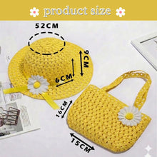 Load image into Gallery viewer, Babymoon Set of 2 | Baby Girls Summer Sunflower Straw Kids Sun Hat with Sling Purse Handbag | Beach Hat | 2-6 Years | Yellow