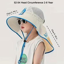 Load image into Gallery viewer, Babymoon Neck Flap Baby Boys Girls Kids Cartoon Summer Cap with Whistle and Adjustable Chin Strap Sun Beach Hat | Yellow | 2-8 Year