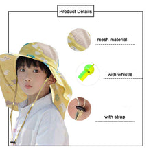 Load image into Gallery viewer, Babymoon Neck Flap Baby Boys Girls Kids Cartoon Summer Cap with Whistle and Adjustable Chin Strap Sun Beach Hat | Rabbit Yellow | 4-8 Year