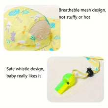 Load image into Gallery viewer, Babymoon Neck Flap Baby Boys Girls Kids Cartoon Summer Cap with Whistle and Adjustable Chin Strap Sun Beach Hat | Rabbit Yellow | 4-8 Year