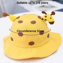 Load image into Gallery viewer, Babymoon Giraffe Baby Boys Girls Kids Summer Cap with Head String Doted Beach Hat | Yellow | 2-6 Year
