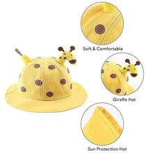 Load image into Gallery viewer, Babymoon Giraffe Baby Boys Girls Kids Summer Cap with Head String Doted Beach Hat | Yellow | 2-6 Year