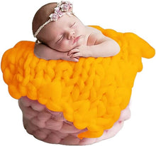 Load image into Gallery viewer, Babymoon Marino Wool Knit Throw Basket Filler Blanket Baby Photography Photoshoot Props | Yellow