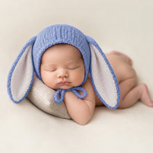 Load image into Gallery viewer, Babymoon Big Rabbit Ears Bonnet Hat | Baby Photography Hat | Blue