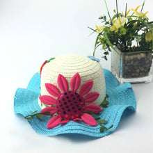 Load image into Gallery viewer, Babymoon Sunflower Baby Summer Kids Cap with String | 2-6 Years | Blue
