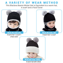 Load image into Gallery viewer, Babymoon Pom-Pom Knit Winter Kids Boys Girls Monkey Cap Baby Hat | Black | 2-8 yr