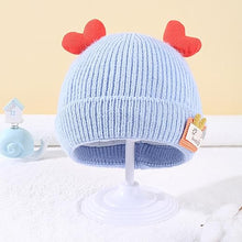 Load image into Gallery viewer, BabyMoon Unisex Winter Hat Designed with Hearts | Warm Baby Cap Headwear | Blue | 3-12 Month